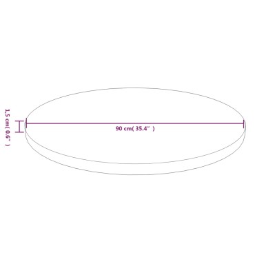 vidaXL Επιφάνεια Τραπεζιού Στρογγυλή Σκ. Καφέ 90x1,5cm Ξύλο Δρυς 1 τεμ.