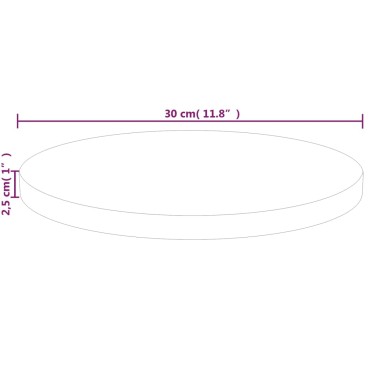 vidaXL Επιφάνεια Τραπεζιού Στρογγυλή 30x2,5cm Μασίφ Ξύλο Δρυς 1 τεμ.