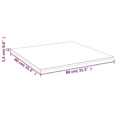 vidaXL Επιφάνεια Τραπεζιού Τετράγωνη Αν. Καφέ 80x80x1,5cm Ξύλο Δρυς 1 τεμ.