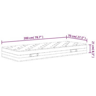 vidaXL Στρώμα με Bonnell Springs Μεσαία Σκληρότητα 70x200cm 1 τεμ. - Μονό