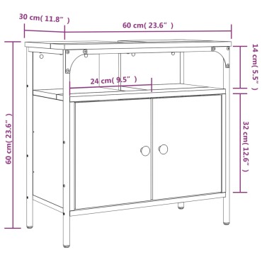 vidaXL Ντουλάπι Νιπτήρα Μπάνιου Sonoma Δρυς 60x30x60cm Επεξ. Ξύλο