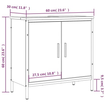 vidaXL Ντουλάπι Νιπτήρα Μπάνιου Sonoma Δρυς 60x30x60cm Επεξ. Ξύλο