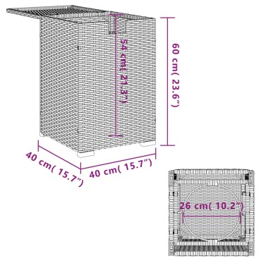 vidaXL Κάλυμμα-Τραπέζι Φιάλης Προπανίου Μαύρο 40x40x60cm Συνθ. Ρατάν 1 τεμ.