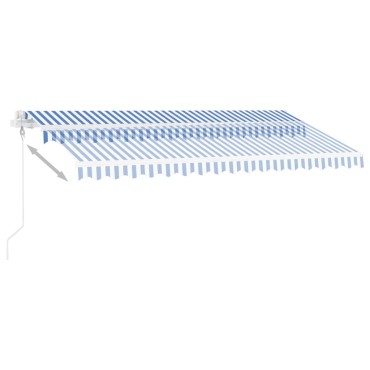 vidaXL Τέντα Αυτόματη με LED & Αισθ. Ανέμου Μπλε / Λευκό 400x350 εκ.