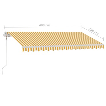 vidaXL Τέντα Αυτόματη με LED & Αισθ. Ανέμου Κίτρινο/Λευκό 400x350 εκ.