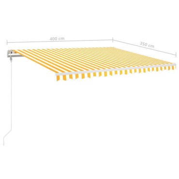 vidaXL Τέντα Αυτόματη με LED & Αισθ. Ανέμου Κίτρινο/Λευκό 400x350 εκ.