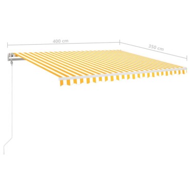 vidaXL Τέντα Αυτόματη με LED & Αισθ. Ανέμου Κίτρινο/Λευκό 400x350 εκ.