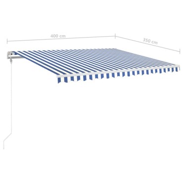 vidaXL Τέντα Αυτόματη με LED & Αισθ. Ανέμου Μπλε / Λευκό 400 x 350 εκ.