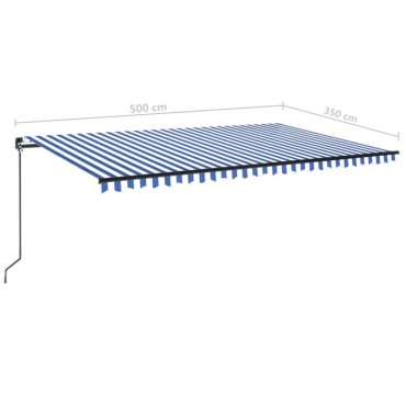 vidaXL Τέντα Συρόμενη Χειροκίνητη Μπλε / Λευκό 500x350 εκ.