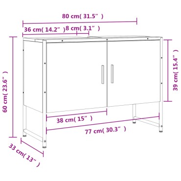 vidaXL Ντουλάπι Μπάνιου Νιπτήρα Sonoma Δρυς 80x33x60cm Επεξ. Ξύλο