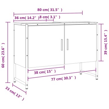 vidaXL Ντουλάπι Μπάνιου Νιπτήρα Μαύρο 80x33x60cm Επεξ. Ξύλο