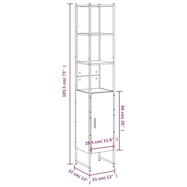 vidaXL Ντουλάπι Μπάνιου Καφέ Δρυς 33x33x185,5cm Επεξεργασμένο Ξύλο