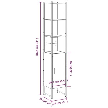 vidaXL Ντουλάπι Μπάνιου Καπνιστή Δρυς 33x33x185,5cm Επεξεργ. Ξύλο