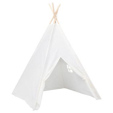 vidaXL Σκηνή Teepee Παιδική Λευκή 120x120x150 εκ. Peach Skin με Σάκο