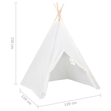 vidaXL Σκηνή Teepee Παιδική Λευκή 120x120x150 εκ. Peach Skin με Σάκο