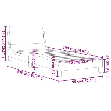 vidaXL Πλαίσιο Κρεβατιού με Κεφαλάρι Σκ. Γκρι 90x190cm Βελούδινο 1 τεμ. - Μονό