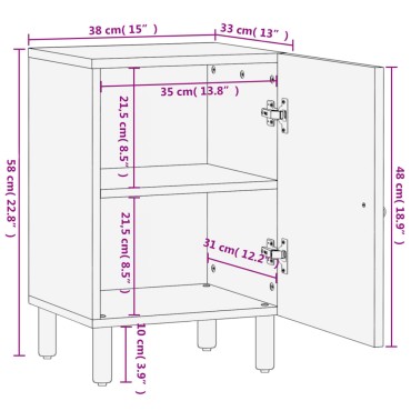 vidaXL Ντουλάπι Μπάνιου 38x33x58cm από Μασίφ Ξύλο Μάνγκο 1 τεμ.