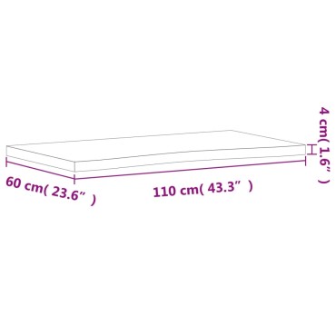 vidaXL Επιφάνεια Γραφείου 110x(55-60)x4 εκ. από Μασίφ Ξύλο Οξιάς