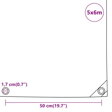 vidaXL Μουσαμάς Λευκός 5 x 6 μ. 650 γρ./μ²