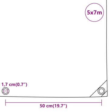 vidaXL Μουσαμάς Λευκός 5 x 7 μ. 650 γρ./μ²