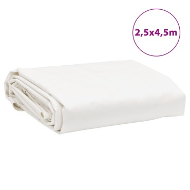 vidaXL Μουσαμάς Λευκός 2,5x4,5 μ. 650 γρ./μ²