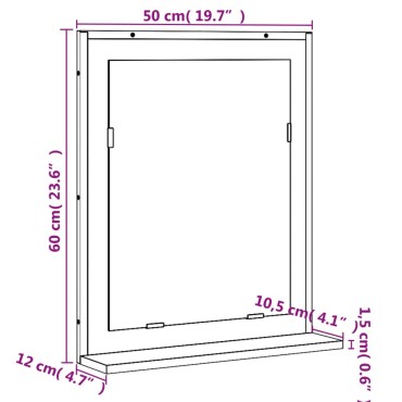 vidaXL Καθρέφτης Μπάνιου με Ράφι Καφέ Δρυς 50x12x60cm Μοριοσανίδα