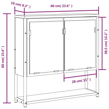 vidaXL Καθρέφτης Μπάνιου Ντουλάπι Sonoma Δρυς 60x16x60cm Μοριοσανίδα