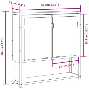 vidaXL Καφθέφτης Μπάνιου Ντουλάπι Καφέ Δρυς 60x16x60cm Επεξεργ. Ξύλο