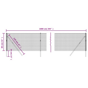 vidaXL Συρματόπλεγμα Περίφραξης Πράσινο 0,8x10 μ. Γαλβανισμένο Ατσάλι