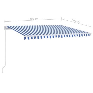 vidaXL Τέντα Συρόμενη Χειροκίνητη με LED Μπλε / Λευκό 400 x 300 εκ.