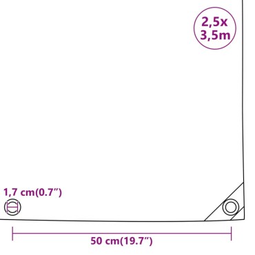 vidaXL Μουσαμάς Ανθρακί 650 γρ./μ.² 2,5x3,5 μ.