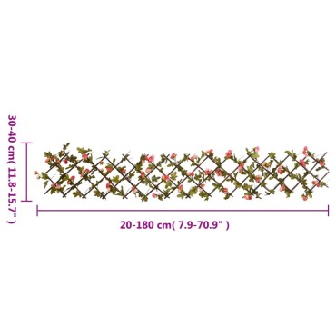 vidaXL Καφασωτό Επεκτεινόμενο 5 Τεμ. Σκ. Ροζ 180x20εκ. Τεχνητός Κισσός