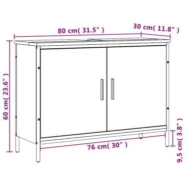 vidaXL Ντουλάπι Νιπτήρα Μπάνιου Sonoma Δρυς 80x30x60cm Επεξ. Ξύλο