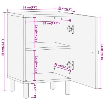 vidaXL Ντουλάπι Μπάνιου 38x33x58cm από Μασίφ Ξύλο Μάνγκο 1 τεμ.