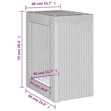 vidaXL Τραπέζι Κήπου με Ξύλινη Επιφάνεια Μπεζ 60x40x75cm Συνθ. Ρατάν 1 τεμ.