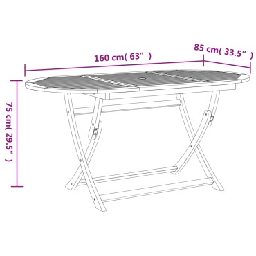 vidaXL Τραπέζι Κήπου Πτυσσόμενο 160x85x75cm Μασίφ Ξύλο Ακακίας 1 τεμ.