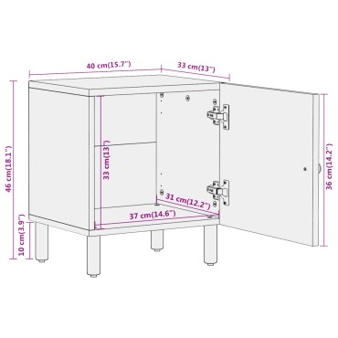 vidaXL Κομοδίνο 40x33x46cm από Μασίφ Ξύλο Μάνγκο 1 τεμ.