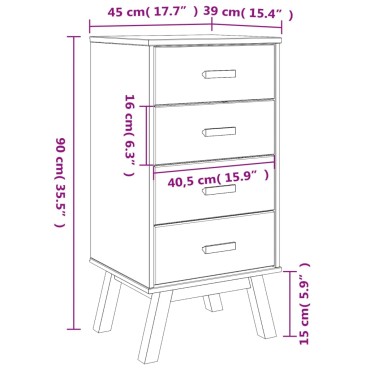 vidaXL Κομοδίνο OLDEN Καφέ από Μασίφ Ξύλο Πεύκου 45x39x90cm 1 τεμ.