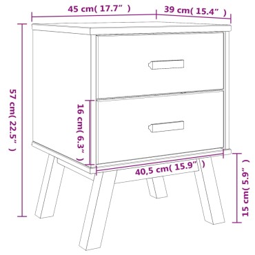 vidaXL Κομοδίνο OLDEN Καφέ από Μασίφ Ξύλο Πεύκου 45x39x57cm 1 τεμ.