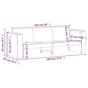 vidaXL Σαλόνι Κήπου 2 τεμ. από Μασίφ Ξύλο Πεύκου 55x43cm