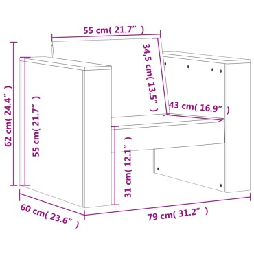 vidaXL Σαλόνι Κήπου 2 τεμ. από Μασίφ Ξύλο Πεύκου 55x43cm