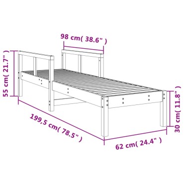 vidaXL Ξαπλώστρα Λευκή 199,5x62x55cm από Μασίφ Ξύλο Πεύκου 1 τεμ.