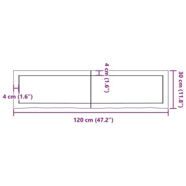 vidaXL Πάγκος Μπάνιου Αν. Καφέ 120x30x(2-6) εκ. Επεξεργ. Μασίφ Ξύλο