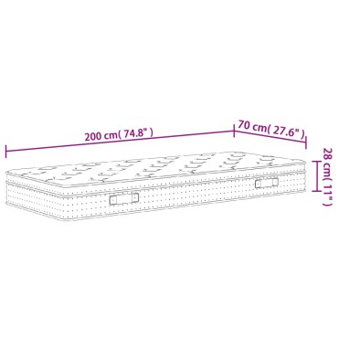 vidaXL Στρώμα με Pocket Springs Μεσαία Σκληρότητα 70x200cm 1 τεμ. - Μονό