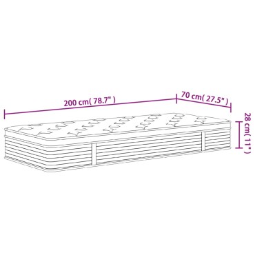 vidaXL Στρώμα με Pocket Springs Μεσαία Σκληρότητα 70x200cm 1 τεμ. - Μονό