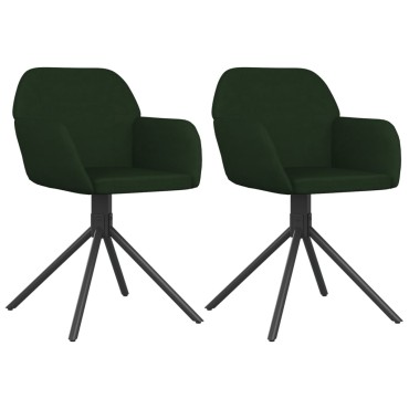 vidaXL Καρέκλες Τραπεζαρίας Περιστρ. 2 τεμ. Σκούρο Πράσινο Βελούδινες 54x58,5x79,5cm