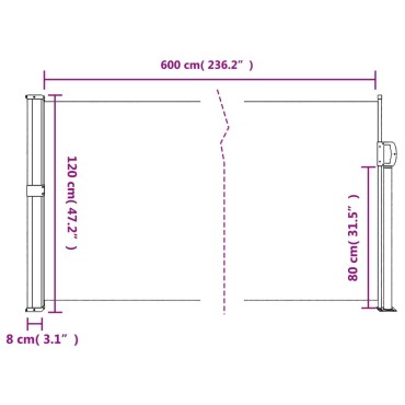 vidaXL Σκίαστρο Πλαϊνό Συρόμενο Μπλε 120 x 600 εκ.