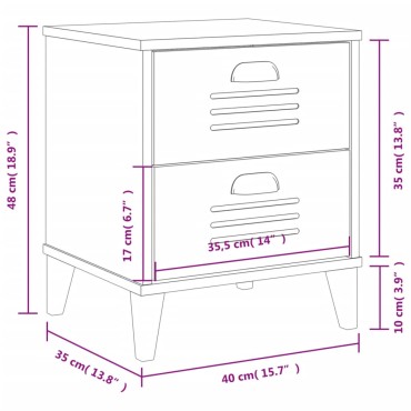 vidaXL Κομοδίνο VIKEN Λευκό από Επεξεργασμένο Ξύλο 40x35x48cm 1 τεμ.