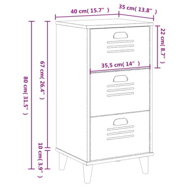 vidaXL Κομοδίνο VIKEN Λευκό από Επεξεργασμένο Ξύλο 40x35x80cm 1 τεμ.