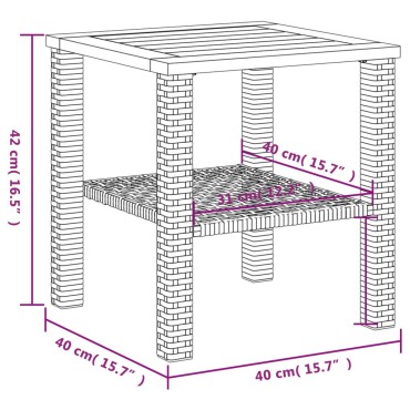 vidaXL Τραπέζι Κήπου Μαύρο 40x40x42cm Συνθετικό Ρατάν & Ξύλο Ακακίας 1 τεμ.